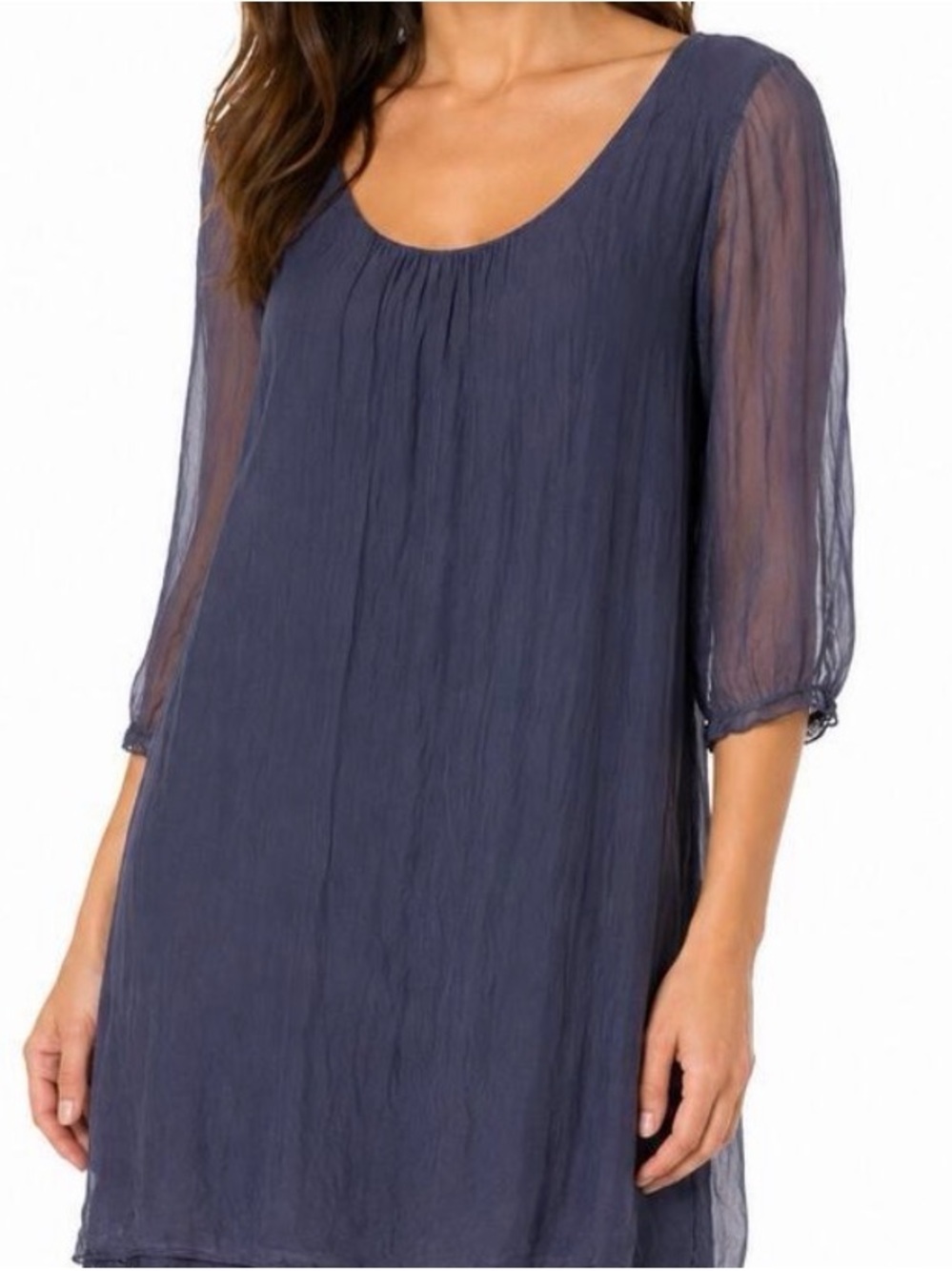 Prontomoda Giusy Silk Chiffon Layered Tunic Dress - Small